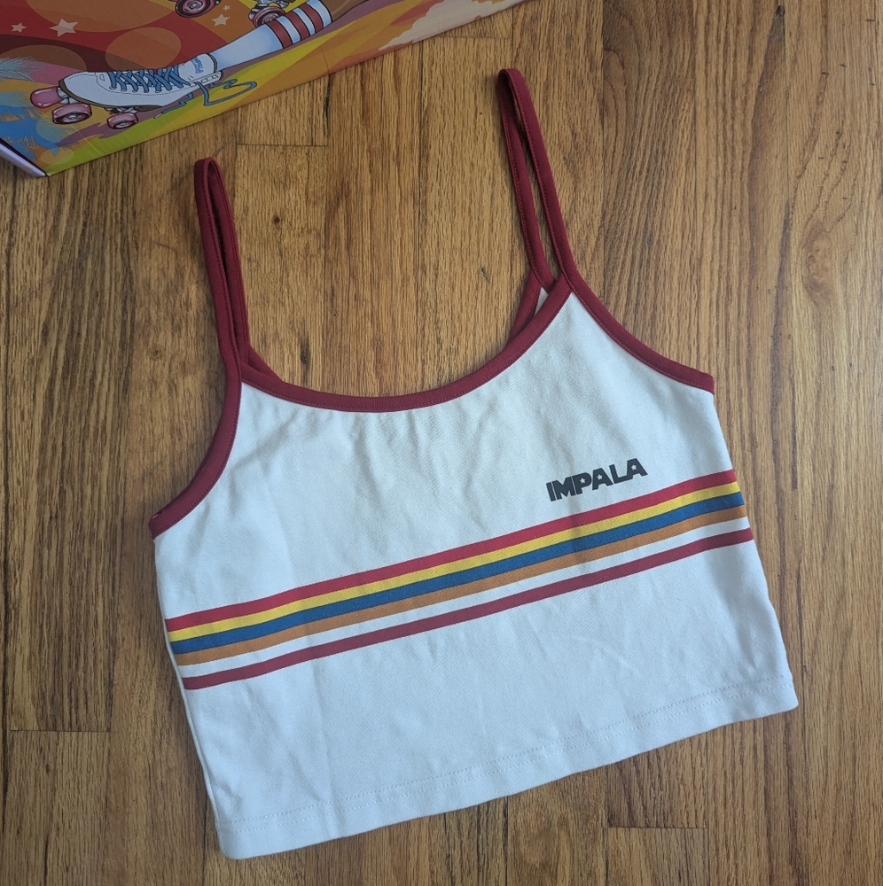 Impala Cropped Stripe Singlet Spaghetti Strap Tank Top